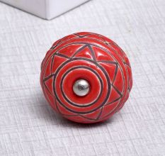 Brown Pattern Etched Ceramic Dresser Knob
