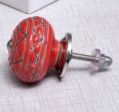 Brown Pattern Etched Ceramic Dresser Knob