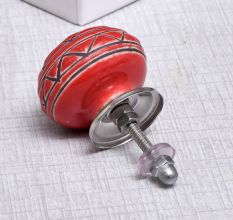 Brown Pattern Etched Ceramic Dresser Knob