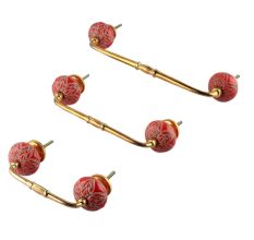 Red Amarylis Ceramic Bridge Handle