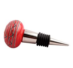 Brown Pattern Etched Ceramic Wine Stopper