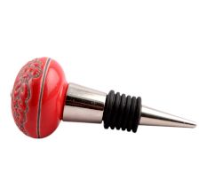 Red Leaf Flower Etched Ceramic Wine Stopper