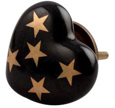 Golden Star Heart Ceramic Cabinet Knob