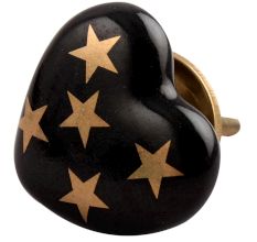Golden Star Heart Ceramic Cabinet Knob