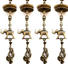 Swing Chain Set with Peacock and Elephants Statue(Set Of 4 Pieces)