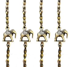 Brass Dancing Lady  Elephant and Lamp Figurine Swing Chain(Set Of 4 Pieces)