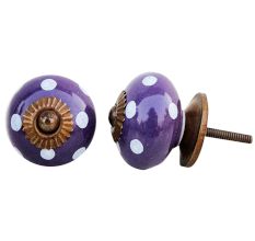Purple White Dotted Round Knob