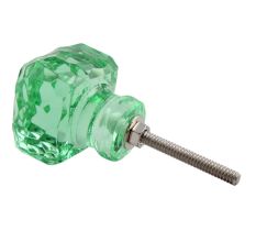 Green Glass Square Cut Cabinet Knob