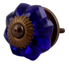 Navy Blue Small  Melon Glass Knob