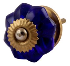 Navy Blue Small  Melon Glass Knob