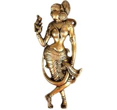 Brass Dancing Lady with Parrot In Hand Door Handle