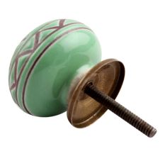 Pea Green Pattern Etched Ceramic Dresser Knob