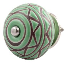 Pea Green Pattern Etched Ceramic Dresser Knob