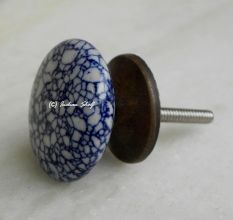 Navy Blue Marble Flat Knob