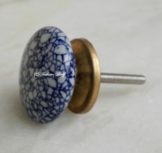 Navy Blue Marble Flat Knob