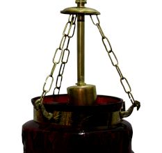 Red Hanging glass light fixture Small Lamp