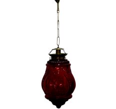 Red Hanging glass light fixture Big Lamp