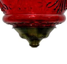 Red Hanging glass light fixture Big Lamp