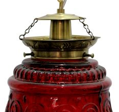 Red Hanging glass light fixture Big Lamp
