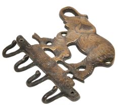 Brass Mother and Baby Elephant Four Hooks