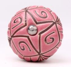 Pink Etched Ceramic Floral Cabinet Knob Online