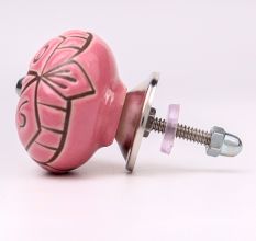 Pink Etched Ceramic Floral Cabinet Knob Online
