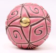 Pink Etched Ceramic Floral Cabinet Knob Online