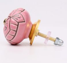 Pink Etched Ceramic Floral Cabinet Knob Online