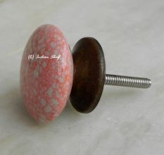 Pink Flat Crackle Ceramic Knob