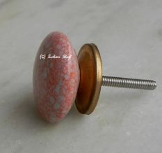 Pink Flat Crackle Ceramic Knob