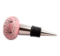 Pink Amarylis Floral Etched Ceramic Wine Stopper