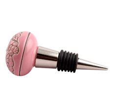 Pink Leaf Flower Etched Ceramic Wine Stopper