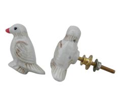 Small White Sparrow Bird Knob