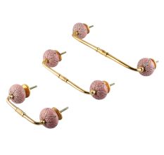 Pink Amarylis Floral Etched Ceramic Bridge Handle