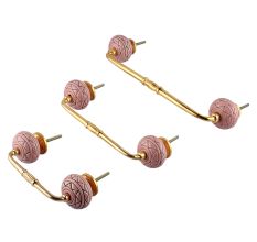 Pink Pattern Etched Ceramic Bridge Handle