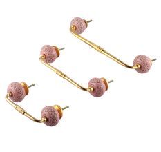 Pink Leaf Flower Etched Ceramic Bridge Handle