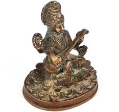 Goddess Saraswati with Veena - Brass Statue
