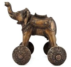 Brass Elephant on Wheel Temple Toy