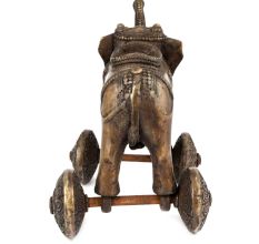 Brass Elephant on Wheel Temple Toy