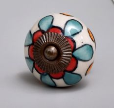 Red Flower Ceramic Cabinet Knob Online