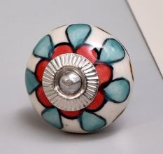 Red Flower Ceramic Cabinet Knob Online