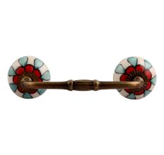 Red Flower Ceramic Bridge Handle