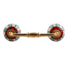 Red Flower Ceramic Bridge Handle