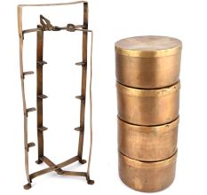 Vintage 4 Container Brass Tiffin
