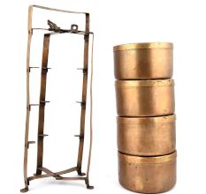 Vintage 4 Container Brass Tiffin