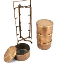 Vintage 4 Container Brass Tiffin