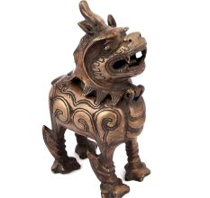 Chinese Art Lion Brass Box