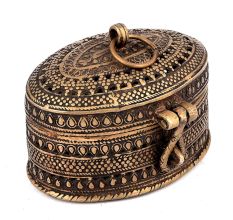 Tribal Oval Brass Box