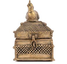 Peacock Sitting on Top Brass Box