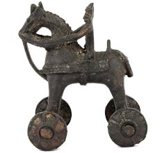 Indian Cast Bronze Temple Mounted Toy Horse